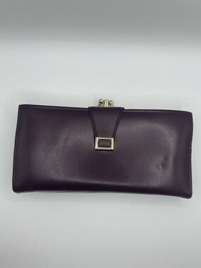 Vintage Burgundy Kiss Lock Wallet | Unused NOS Style Ladies Clutch Wallet | Gold